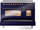 Nostalgie II 48 Inch Electric Freestanding Range in Blue with Bronze Trim