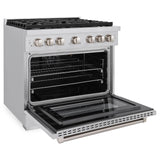 ZLINE 36 In. Freestanding Gas Range in Stainless Steel with Brass Burners (SGR-BR-36)
