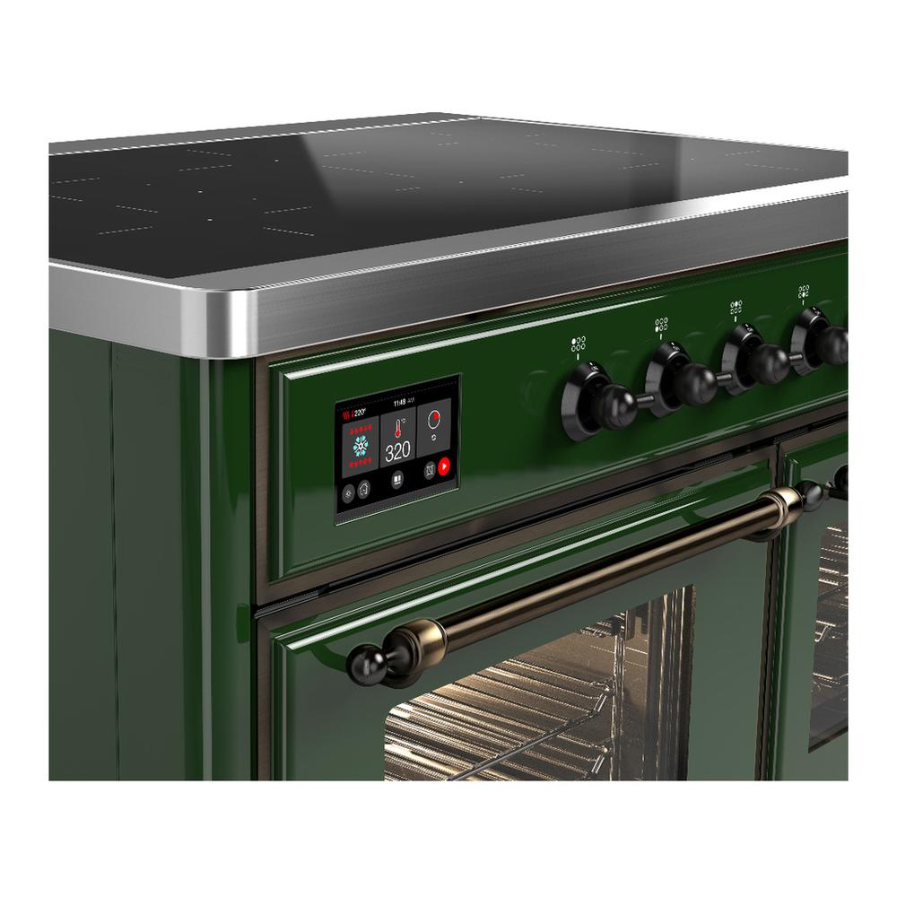 ILVE UMDIB40NR3EGB Majestic III 40 inch Induction Range with 6 Elements, 3.82 cu. ft. Total Oven Capacity (Triple Glass Door, Emerald Green, Burnished)