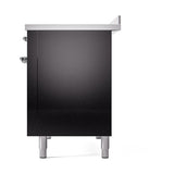 ILVE UNI486QNMPBKC Nostalgie II Noblesse 48 inch Induction Range (Solid Door, Glossy Black, Chrome)