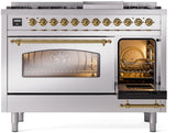 Nostalgie II 48 Inch Dual Fuel Liquid Propane Freestanding Range in Stainless Steel with Brass Trim