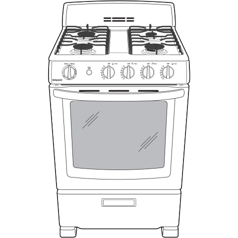 Hotpoint® 24" Front-Control Free-Standing Gas Range with Large Window