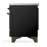 ILVE UMIB36NR3BKB Majestic III 36 inch Induction Range with 6 Elements, 3.5 cu. ft. Total Oven Capacity (Triple Glass Door, Glossy Black, Burnished)
