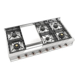 ILVE UHCP48FNSSPLP Nostalgie II 48 inch Built-In Gas Rangetop with Griddle, in Stainless Steel (Liquid Propane, Copper)