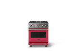 30"W. Open Burner Gas Range (Finish: Valentine, Trim: Brushed Brass, Fuel: Propane)