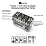 Verona VUFSGE486DSS 48 inch Ultima Collection Dual Fuel Range with 6 Brass Sealed Burners, 5.8 cu. ft. Oven Capacity, Digital Clock in Stainless Steel