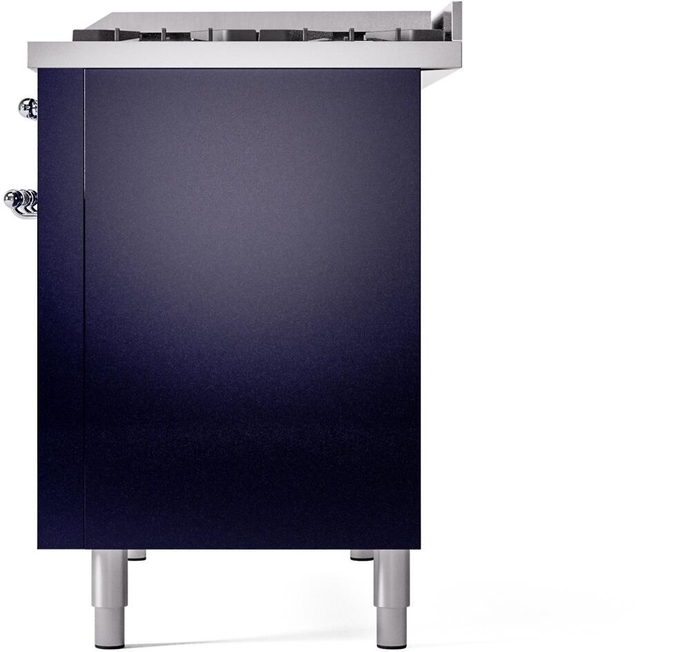 Nostalgie II 48 Inch Dual Fuel Natural Gas Freestanding Range in Blue with Chrome Trim
