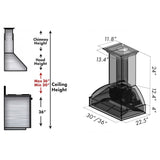 ZLINE 36" Wooden Wall Mount Range Hood in Antigua and Walnut - Includes Remote Motor