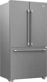 36" French Three-Door Stainless Steel Refrigerator with auto Ice Maker, Water Dispenser