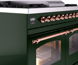 Nostalgie II 40 Inch Dual Fuel Liquid Propane Freestanding Range in Emerald Green with Copper Trim