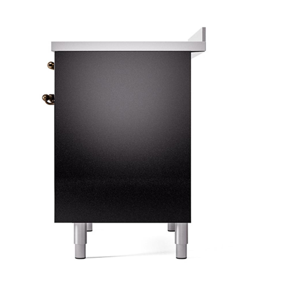 ILVE UNDI406QNMPBKB Nostalgie II Noblesse 40 inch Induction Range (Solid Door, Glossy Black, Burnished)