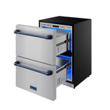 24 Inch Undercounter Built-in or Freestanding Drawer Refrigerator - Stainless Steel/blue  Gordon Ramsay Series