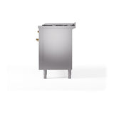 ILVE UN60FQNMPSSG Nostalgie II Noblesse 60 inch Dual Fuel Range (9 Sealed Burners + Griddle, Natural Gas, Solid Door, Stainless Steel, Brass)