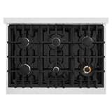 ZLINE 36 in. 5.2 cu. ft. Select Dual Fuel Range with 6 Burner Gas Cooktop and Electric Convection Oven in DuraSnow' Stainless Steel (HDRS-36)