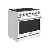 36 Inch Liquid Propane Range In White - Contemporary Professional