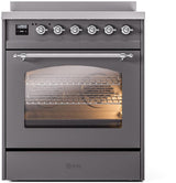 Nostalgie II 30 Inch Electric Freestanding Range in Matte Graphite with Chrome Trim