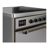 ILVE UMIB30QNR3SSB Majestic III 30 inch Induction Range with 4 Elements, 4 cu. ft. Oven Capacity (Solid Door, Stainless Steel, Burnished)