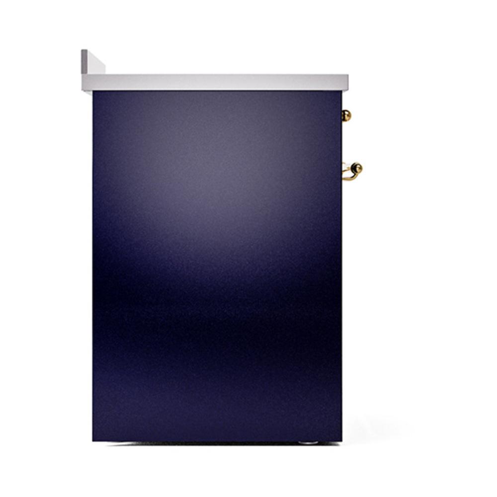 ILVE UNI304QNMPMBG Nostalgie II Noblesse 30 inch Induction Range (Solid Door, Midnight Blue, Brass)