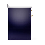 ILVE UNI304QNMPMBG Nostalgie II Noblesse 30 inch Induction Range (Solid Door, Midnight Blue, Brass)