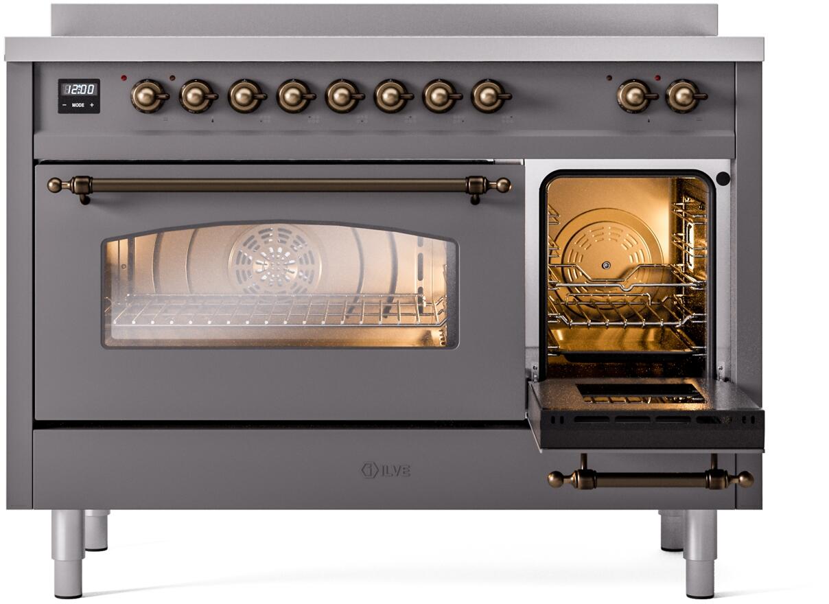 Nostalgie II 48 Inch Electric Freestanding Range in Matte Graphite with Bronze Trim
