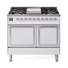 ILVE UND40FQNMPWHC Nostalgie II Noblesse 40 inch Dual Fuel Range (Natural Gas, Solid Door, White, Chrome)