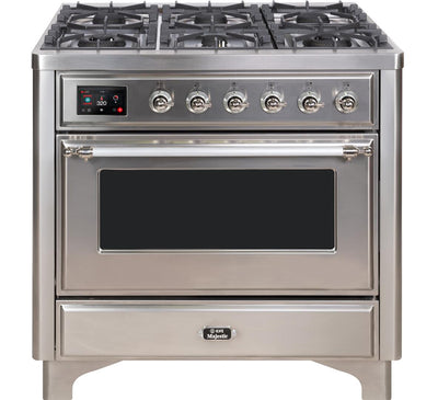 Majestic II 36 Inch Dual Fuel Natural Gas Freestanding Range in Stainless Steel with Chrome Trim