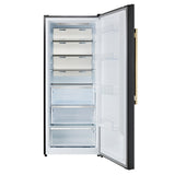 Forno Maderno 28-Inch Convertible Freezer/Refrigerator in Black with Antique Brass Handle, 13.6 cu.ft. Right Swing