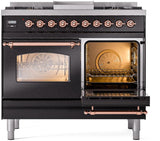 Nostalgie II 40 Inch Dual Fuel Liquid Propane Freestanding Range in Glossy Black with Copper Trim