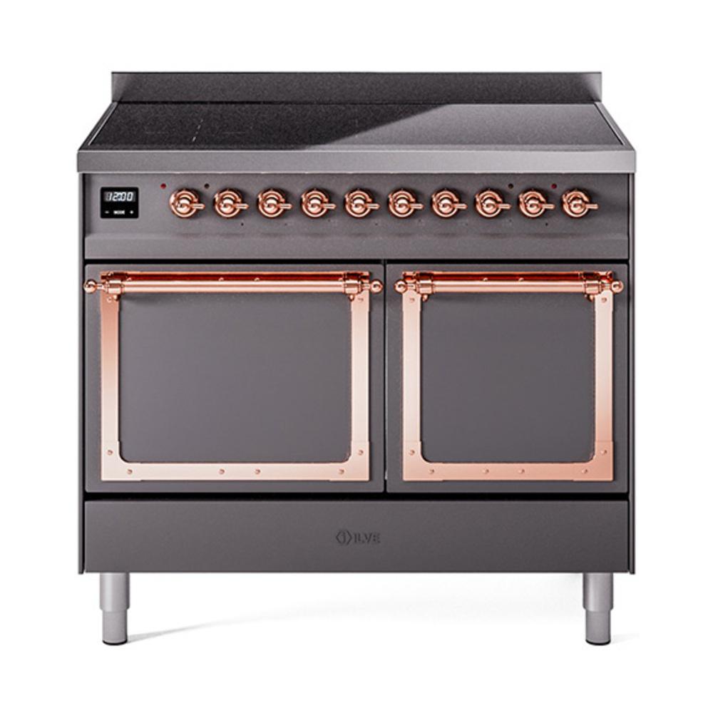 ILVE UNDI406QNMPMGP Nostalgie II Noblesse 40 inch Induction Range (Solid Door, Graphite Matte, Copper)