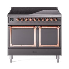 ILVE UNDI406QNMPMGP Nostalgie II Noblesse 40 inch Induction Range (Solid Door, Graphite Matte, Copper)