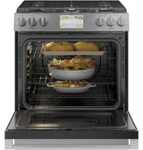 Café™ 30" Smart Slide-In, Front-Control, Dual-Fuel Range in Platinum Glass