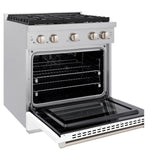 ZLINE 30 in. 4.2 cu. ft. 4 Burner Gas Range with Convection Gas Oven in DuraSnow' Stainless Steel with White Matte Door (SGRS-WM-30)