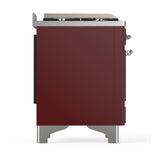 ILVE UM48FQNR3BUCLP Majestic III 48 inch Dual Fuel Range with 8 Burners and Griddle, Dual Function Burner up to 25,000 BTU (Liquid Propane, Solid Door, Burgundy, Chrome)