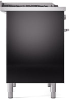 Professional Plus II 40 Inch Dual Fuel Natural Gas Freestanding Range in Glossy Black with Trim