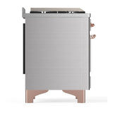 ILVE UM60FQNR3SSP Majestic III 60 inch Dual Fuel Range with 9 Burners and Griddle, Dual Function Burner up to 25,000 BTU (Natural Gas, Solid Door, Stainless Steel, Copper)