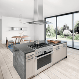 Brisas Curved Glass Chim. Is., 30" G, 600 CFM, ACT, LED