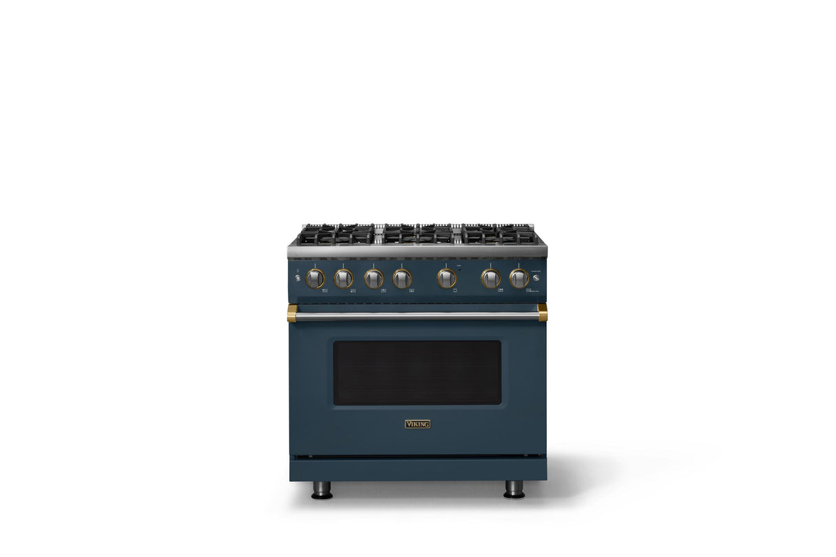 36"W. Sealed Burner Gas Range (Burner: 6b, Finish: Squall, Trim: Brushed Brass, Fuel: Natural Gas)