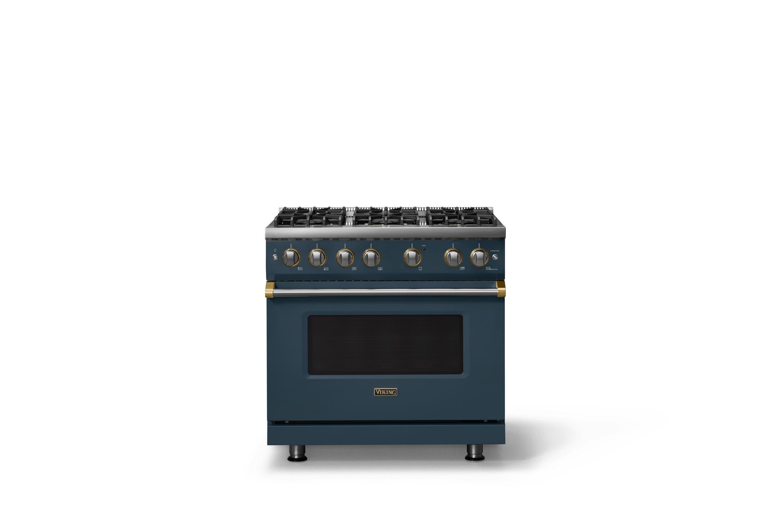 36"W. Sealed Burner Gas Range (Burner: 6b, Finish: Squall, Trim: Brushed Brass, Fuel: Propane)