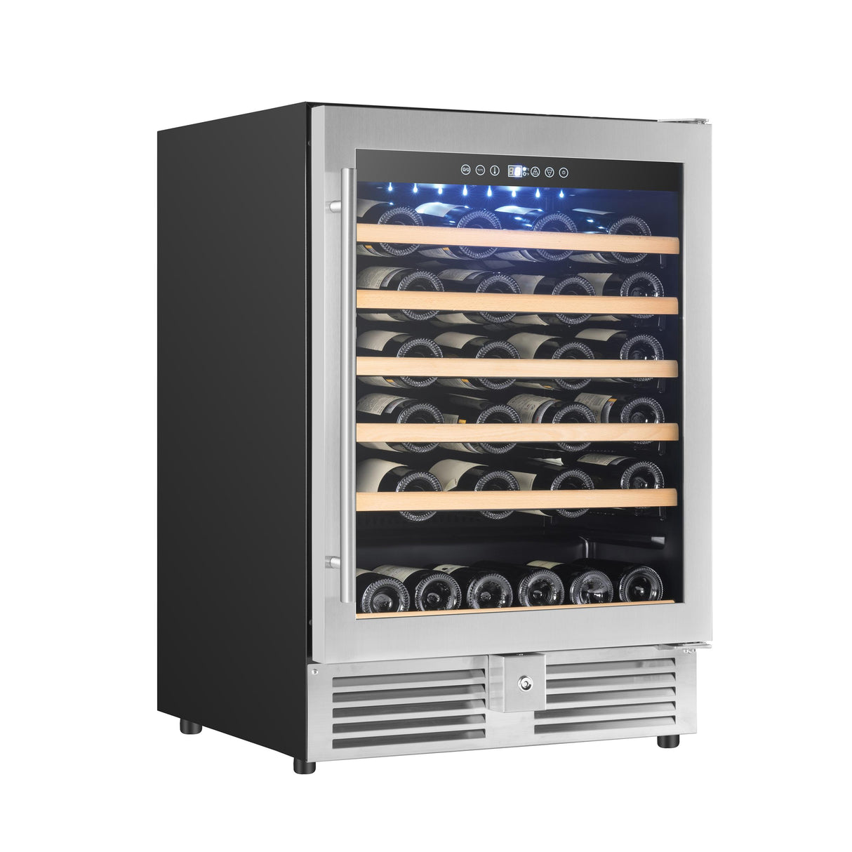 Avanti Wine Cooler, 50 Bottle Capacity, in Stainless Steel with Wood Accent Shelving (WCR506SS)
