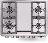 Panoramagic 36 Inch Dual Fuel Natural Gas Freestanding Range in Stainless Steel with Trim