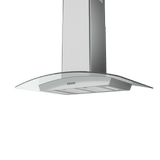 Brisas Curved Glass Chim. Is., 30" G, 600 CFM, ACT, LED