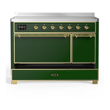 ILVE UMIB48QNR3EGG Majestic III 48 inch Induction Range with 6 Elements, 5.02 cu. ft. Total Oven Capacity (Solid Door, Emerald Green, Brass)