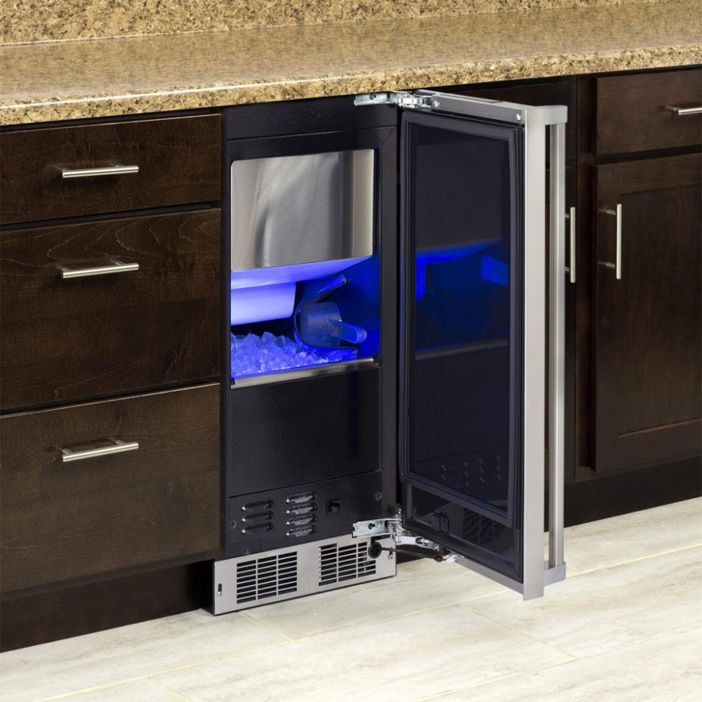15" Clear Ice Machine with Sapphire Illuminice - Gravity Drain - Stainless Steel Door with Integrated Left Hinge