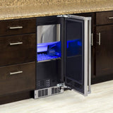 15" Clear Ice Machine with Sapphire Illuminice - Gravity Drain - Stainless Steel Door with Integrated Left Hinge