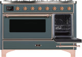Majestic II 48 Inch Dual Fuel Natural Gas Freestanding Range in Blue Grey with Copper Trim
