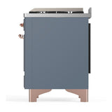 ILVE UM36FQNR3BGPLP Majestic III 36 inch Dual Fuel Range with 6 Black Brass Burners and Griddle, Dual Function Burner up to 25,000 BTU (Solid Door, Blue Grey, Copper, Liquid Propane)