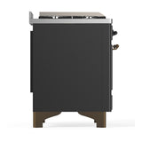 ILVE UM48FNR3MGBLP Majestic III 48 inch Dual Fuel Range with 8 Burners and Griddle, Dual Function Burner up to 25,000 BTU (Liquid Propane, Triple Glass Door, Graphite Matte, Burnished)