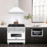 ZLINE 36 in. Convertible Fingerprint Resistant DuraSnow Stainless Steel Range Hood with Stainless Steel Handle (KB4SNX-36) [Color: White Matte Shell]