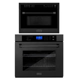 ZLINE Black Stainless Steel 24 in. Built-in Convection Microwave Oven and 30 in. Single Wall Oven with Self Clean (2KP-MW24-AWS30BS)