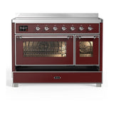 ILVE UMIB48NR3BUC Majestic III 48 inch Induction Range with 6 Elements, 5.02 cu. ft. Total Oven Capacity (Triple Glass Door, Burgundy, Chrome)